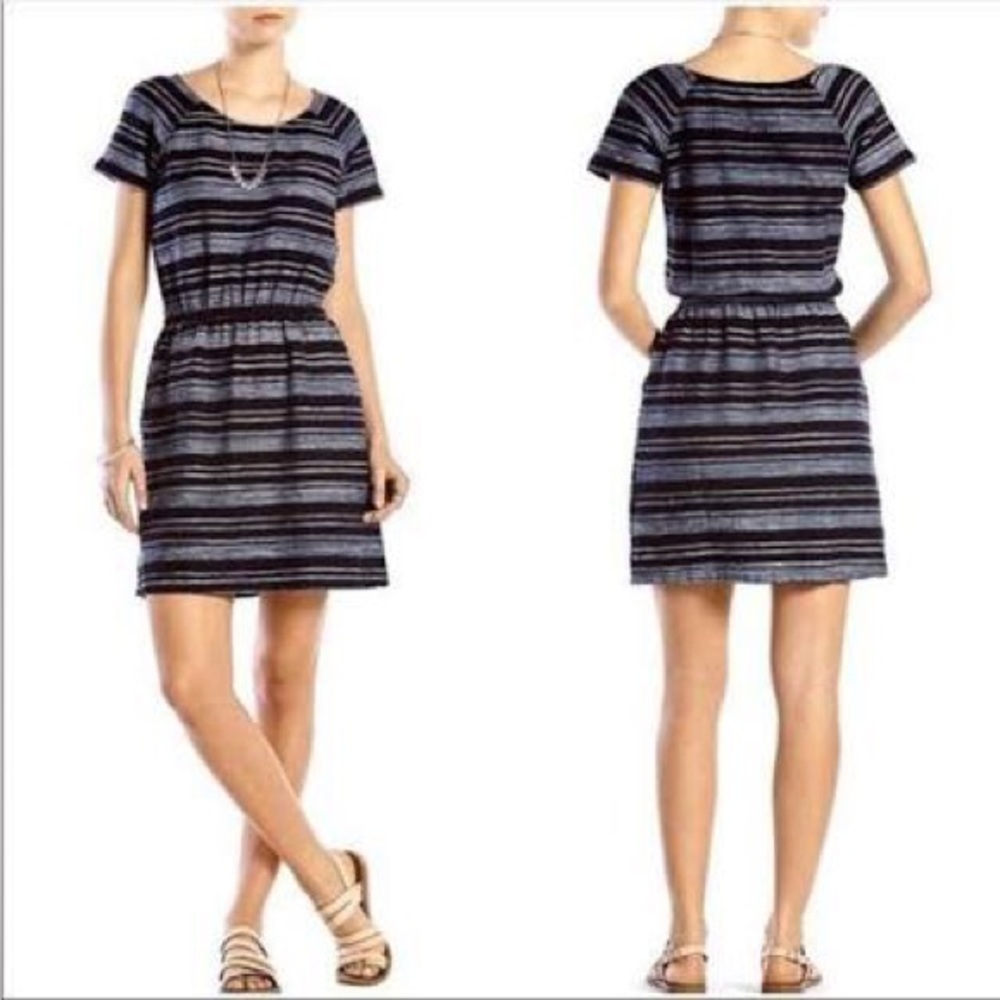 Lucky Brand Blue & Black Stripe Short-Sleeve Mini Dress